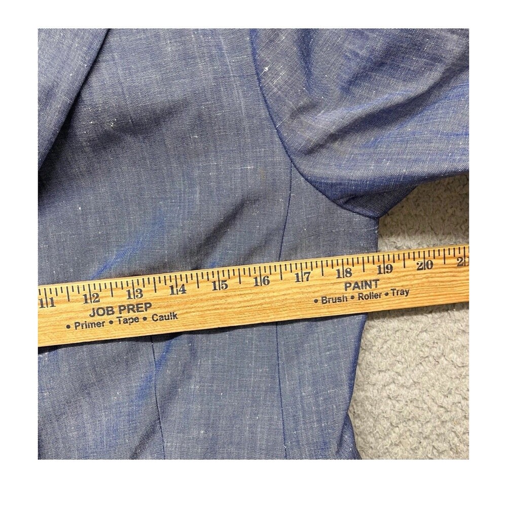 Lafayette 148 Blazer Womens 8 Blue Linen Wool Chambray Classy Preppy Nautical - Picture 9 of 12